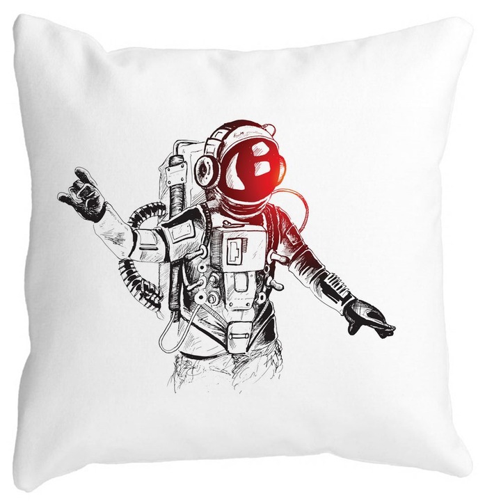 Space Man Mat Négyzet alakú dekoratív párnahuzat, 40x40 cm, Levehető huzat, Fújtató