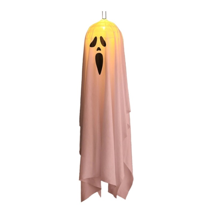 Halloween Szellem dekoráció fényekkel, 90 cm, fehér