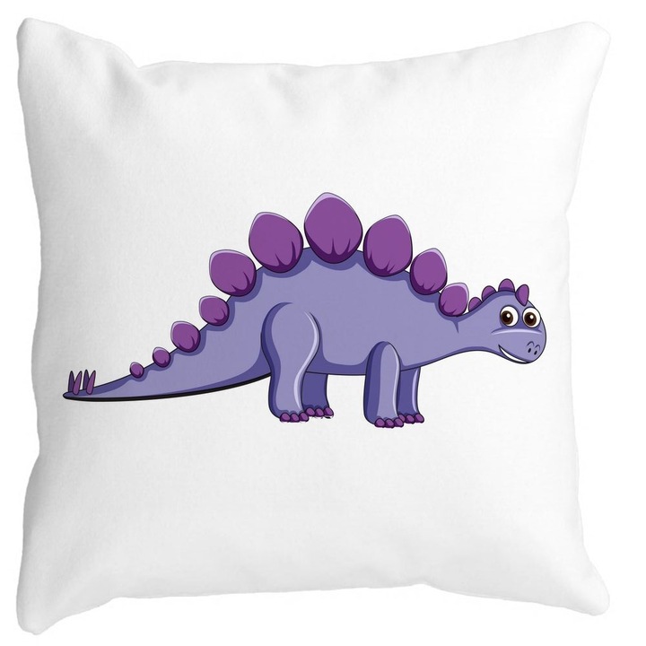 Fata de Perna Decorativa Patrata Mata copii Dinozaur Mov, 40x40 cm, Husa Detasabila, Burduf