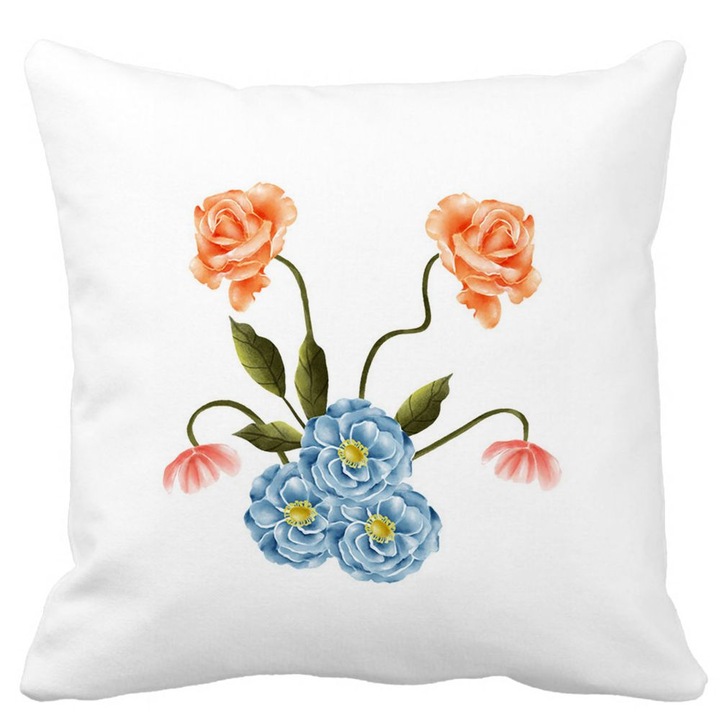 Négyzet alakú dekoratív szőnyeg rózsaszín és Alastru virágos szőnyeg párnahuzat, 40x40 cm