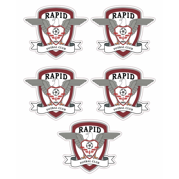 Set 5 stickere decorative, FC Rapid Bucuresti, 10 cm fiecare