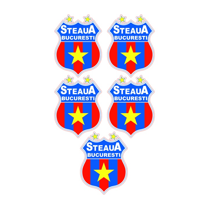 Set 5 stickere decorative, Steaua Bucuresti, 10 cm fiecare