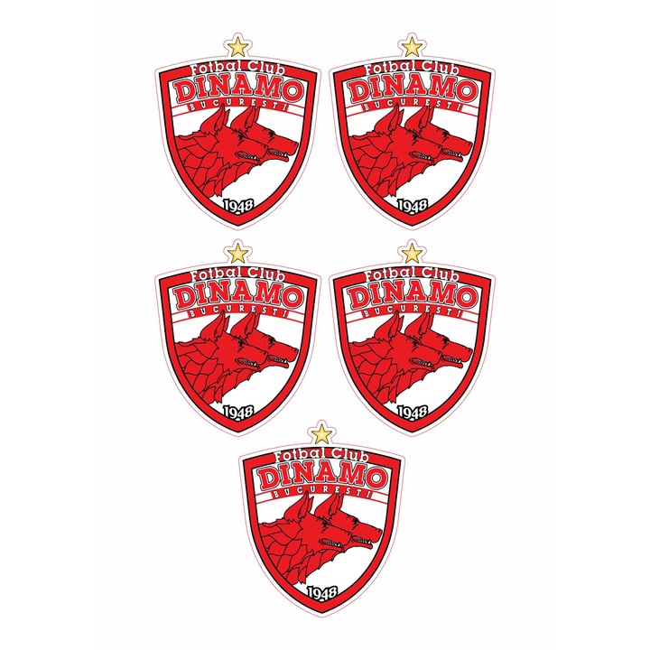 Set 5 stickere decorative, FC Dinamo Bucuresti, 10 cm fiecare