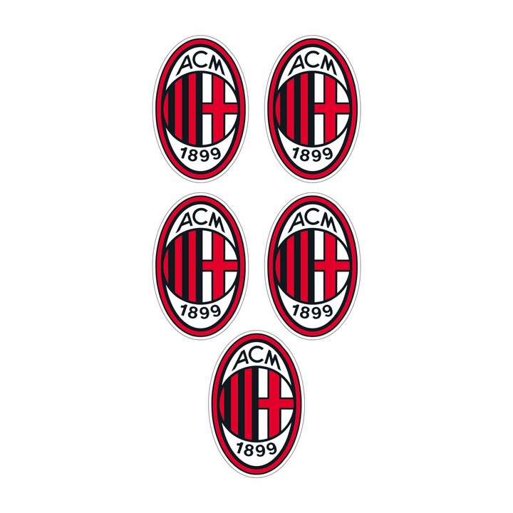 Set 5 stickere decorative, AC Milan, 10 cm fiecare