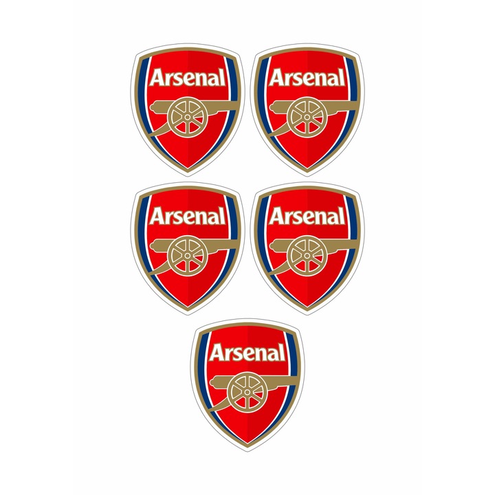 Set 5 stickere decorative, Arsenal FC, 10 cm fiecare