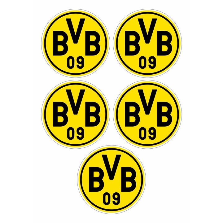 Set 5 stickere decorative, BVB Borussia Dortmund, 10 cm fiecare