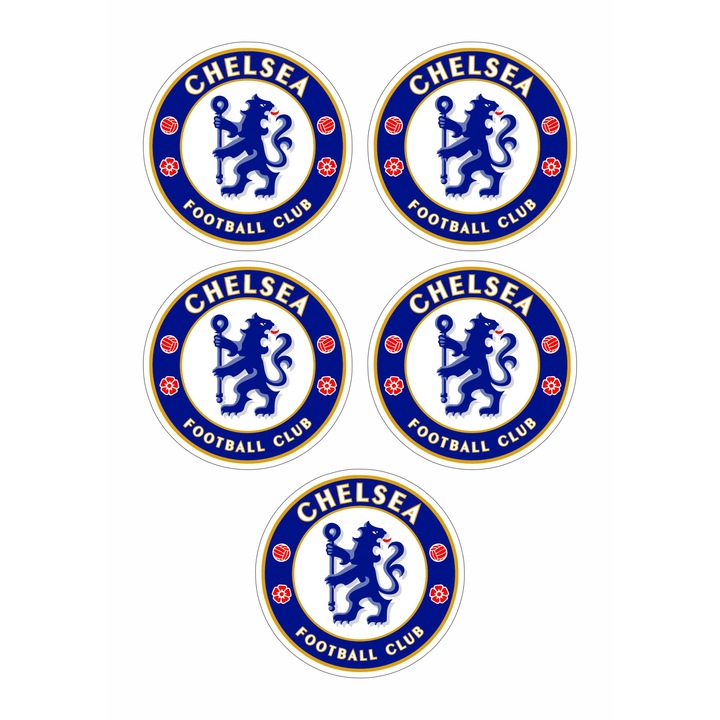 Set 5 stickere decorative, Chelsea FC, 10 cm fiecare