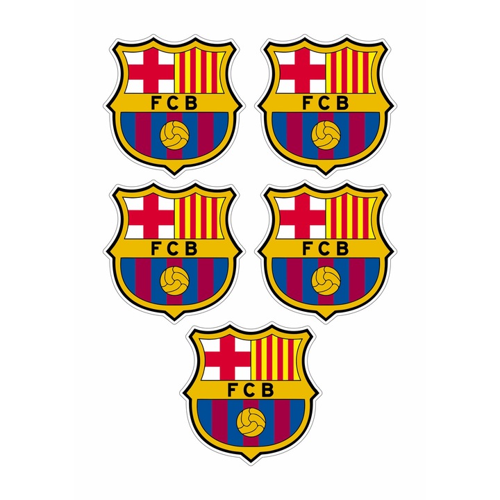 Set 5 stickere decorative, FC Barcelona, 10 cm fiecare