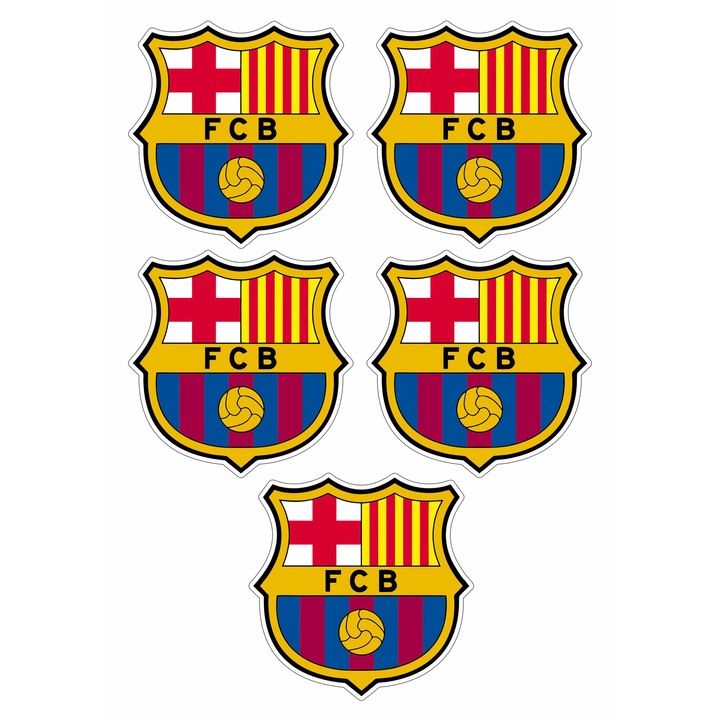 Set 5 stickere decorative, FC Barcelona, 10 cm fiecare