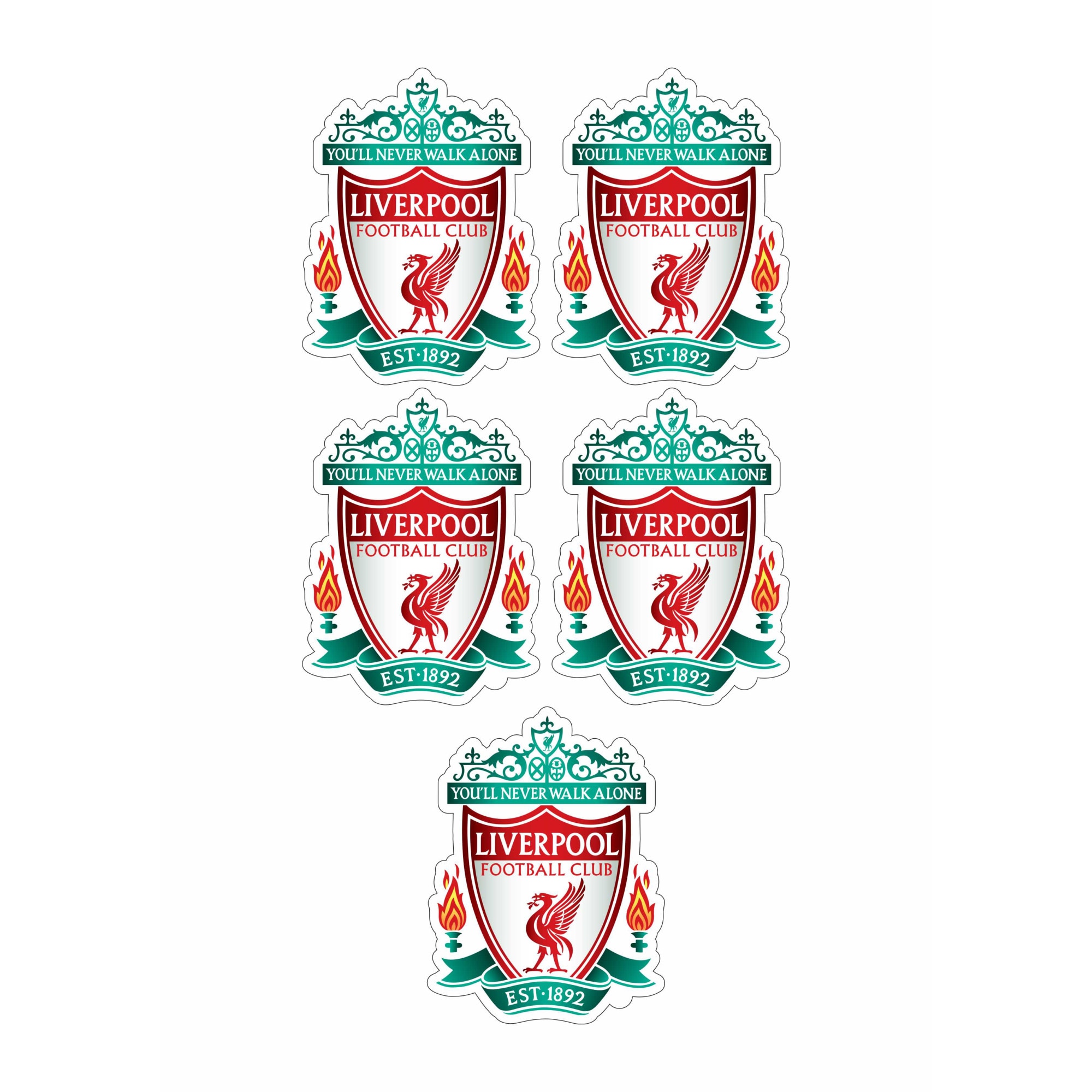 Set 5 stickere decorative, Liverpool FC, 10 cm fiecare - eMAG.ro