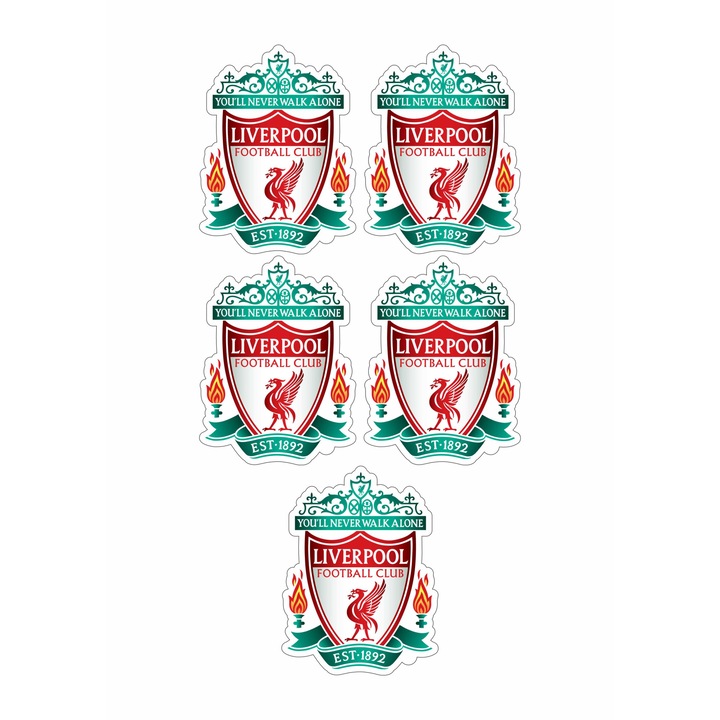 Set 5 stickere decorative, Liverpool FC, 10 cm fiecare