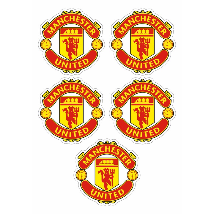 Set 5 stickere decorative, Manchester United, 10 cm fiecare