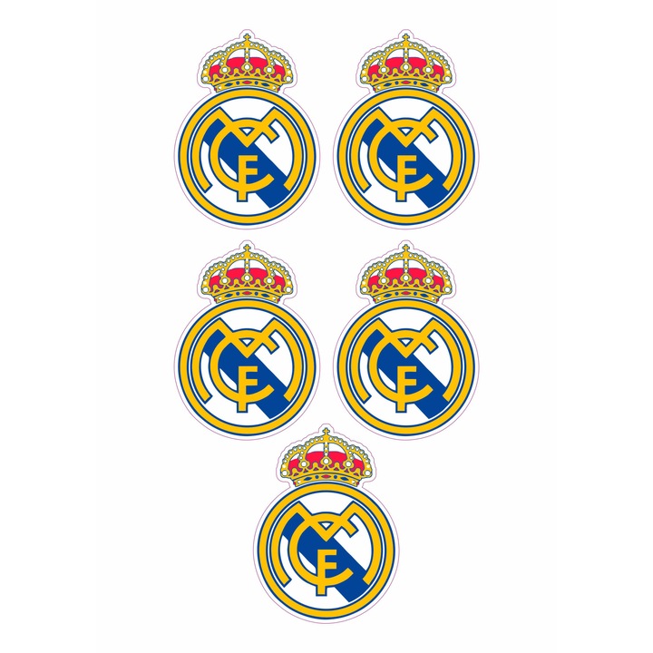 Set 5 stickere decorative, Real Madrid CF, 10 cm fiecare