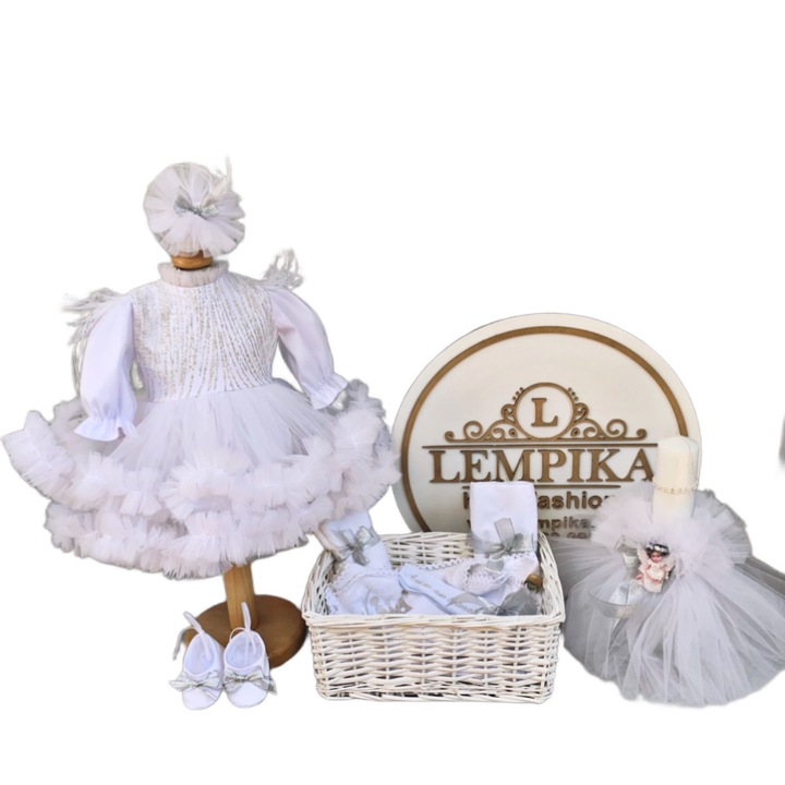 Set complet botez Lempika Bebe Deluxe Reina 13 piese 6-9luni 74cm