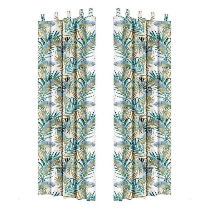 Perdele de gradina, model palmier, Alb, 155x220 cm, 2 buc, Poliester