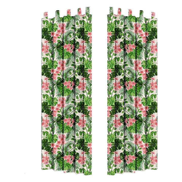 Perdele de gradina, model Palm Light, 155x220 cm, 2 buc, Poliester