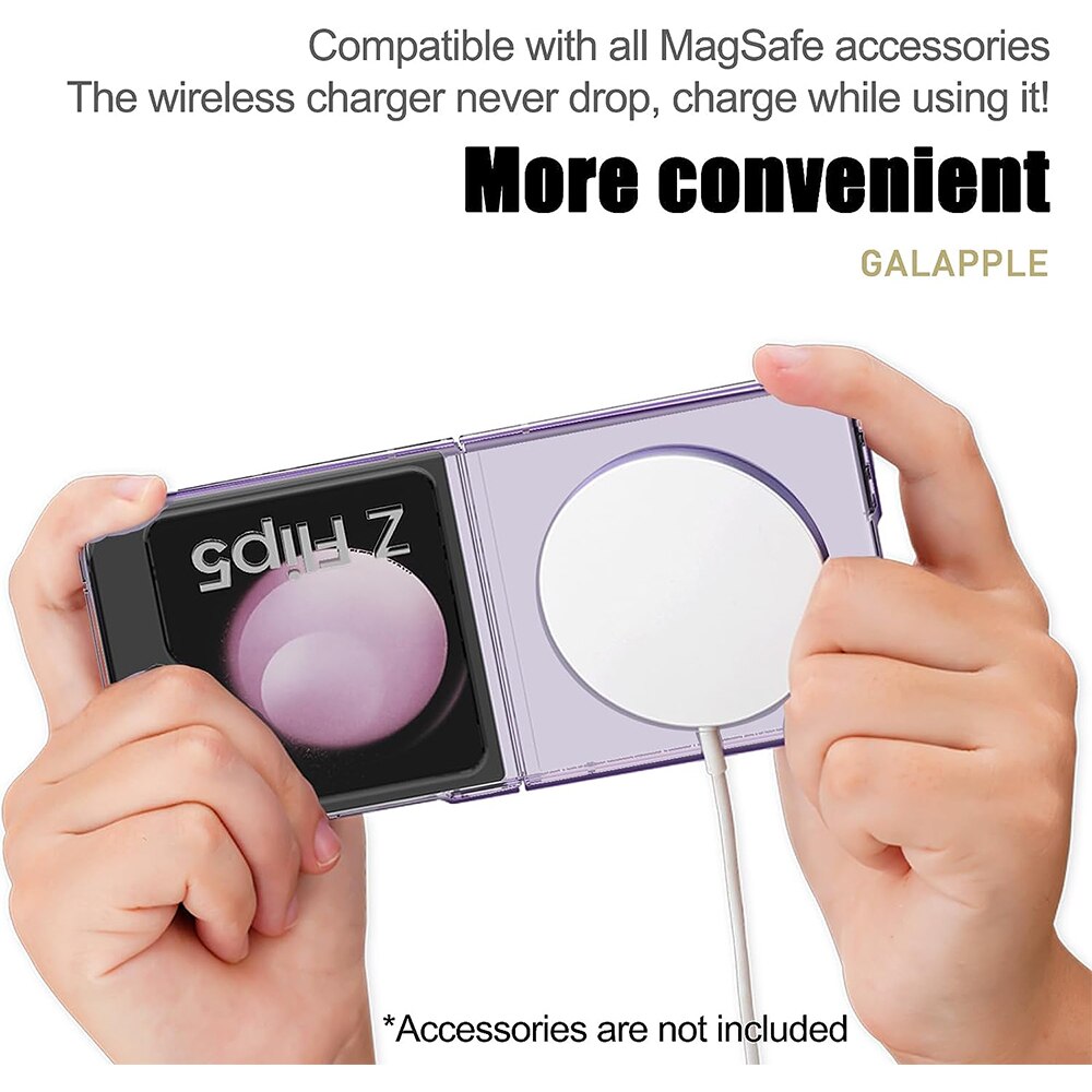 Husa compatibila cu Samsung Galaxy Z Flip 5, G-Tech Silicon, Compatibila cu incarcarea wireless MagSafe, Transparenta