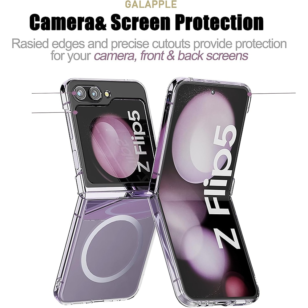 Husa compatibila cu Samsung Galaxy Z Flip 5, G-Tech Silicon, Compatibila cu incarcarea wireless MagSafe, Transparenta