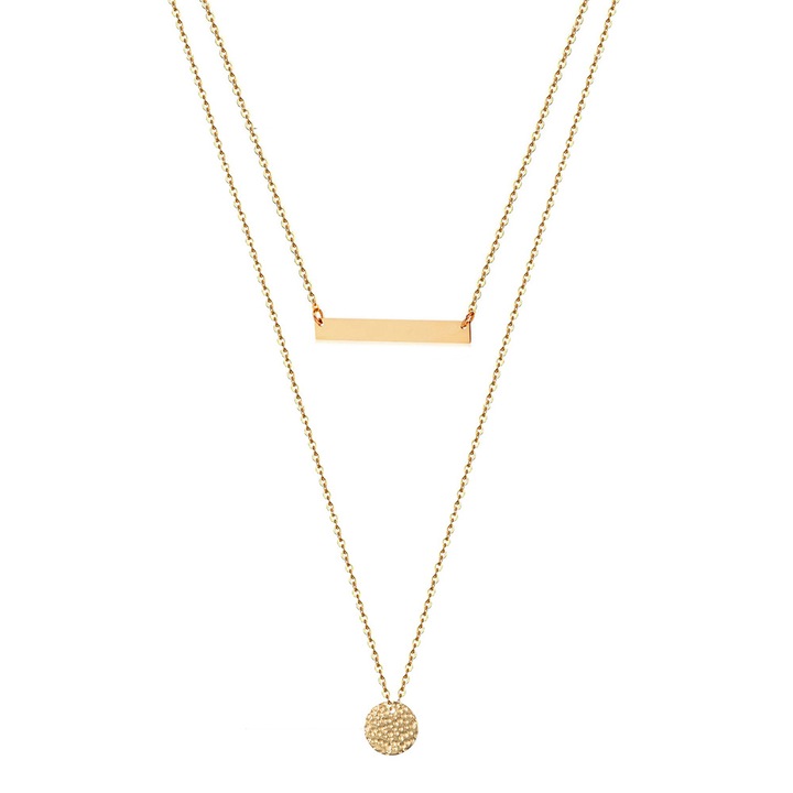 Colier dama, Dublu nivel monede pandantiv femei de aur