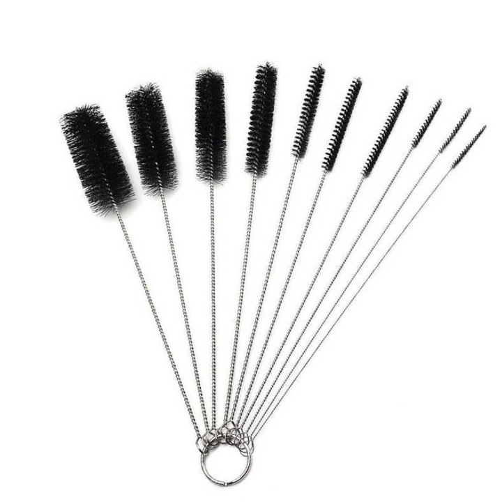 Set 10 perii de curatare, unealta de curatare decontaminare multifunctionala, material nailon, diverse marimi, lungime 20 cm, negru