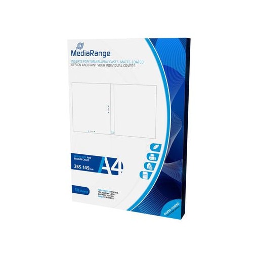 Hartie Foto Coperta Blu-Ray 11mm, MediaRange, A4, Mata, 50 coli
