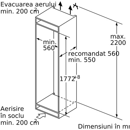 Frigider incorporabil cu 1 usa Bosch KIF81PFE0, 289 l, Clasa E, FreshSense, Raft ajustabil, SuperCooling, VitaFresh, H 177 cm, Argintiu