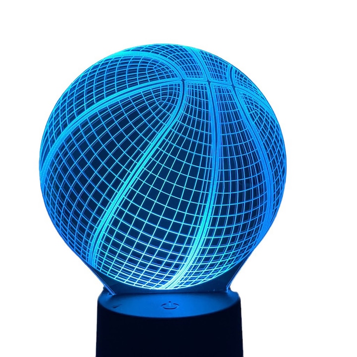 Lampa De Veghe 3D LED Minge Fotbal, YWX, Acril, Model minge, Alimentare USB, 22 cm x15 cm x 5 cm, RGB, 16 Culori, Lumina Ambientala, Multicolor