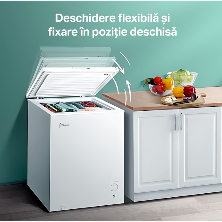 Lada frigorifica STARCREST SCF-99WHE, Clasa E, Capacitate 99L, Sistem convertibil - functie frigider, Termostat reglabil, Alb