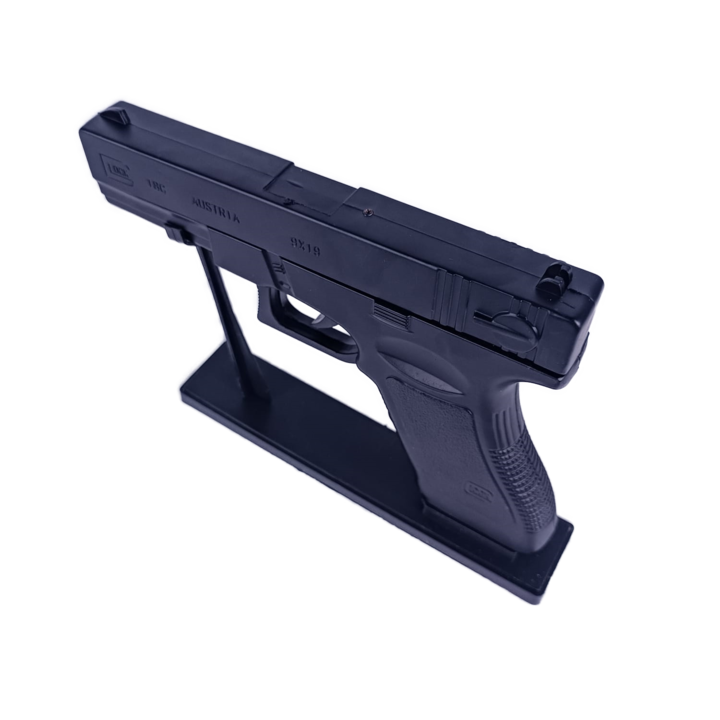 Bricheta Pistol Model Glock 18, Antivant, Reincarcabil, Suport, 19 cm, Negru, Dalimag