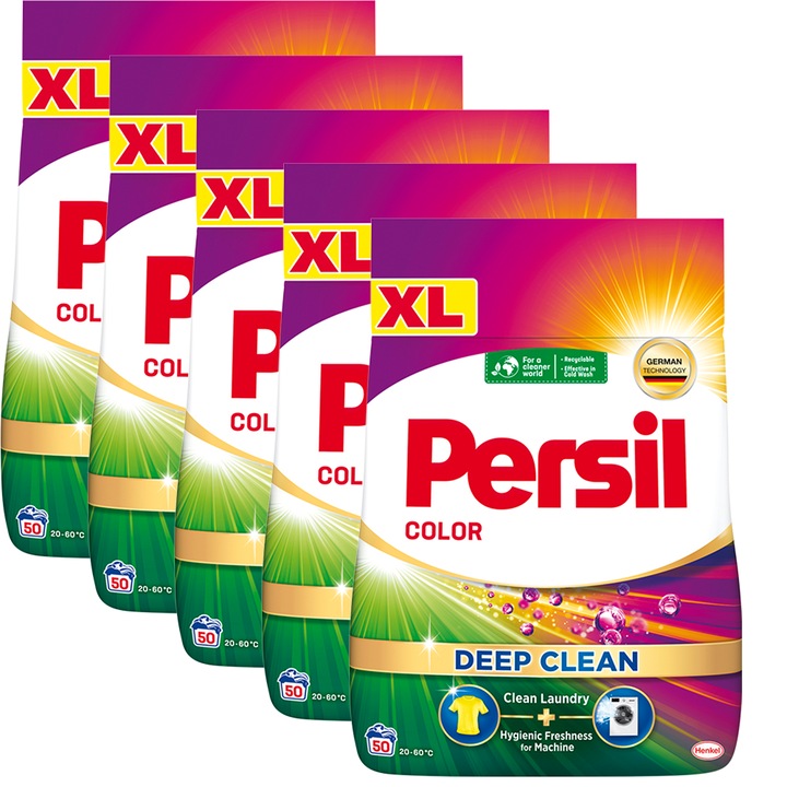 Set 5 pachete detergent pudra, Persil, Pentru 50 spalari, 5 x 3 kg