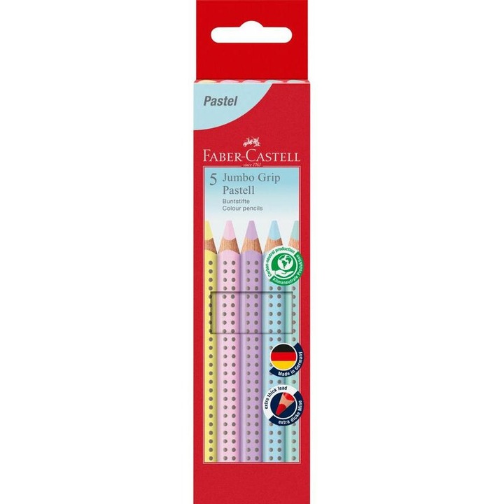 Set de 5 creioane colorate pastel, Faber-Castell, Multicolor