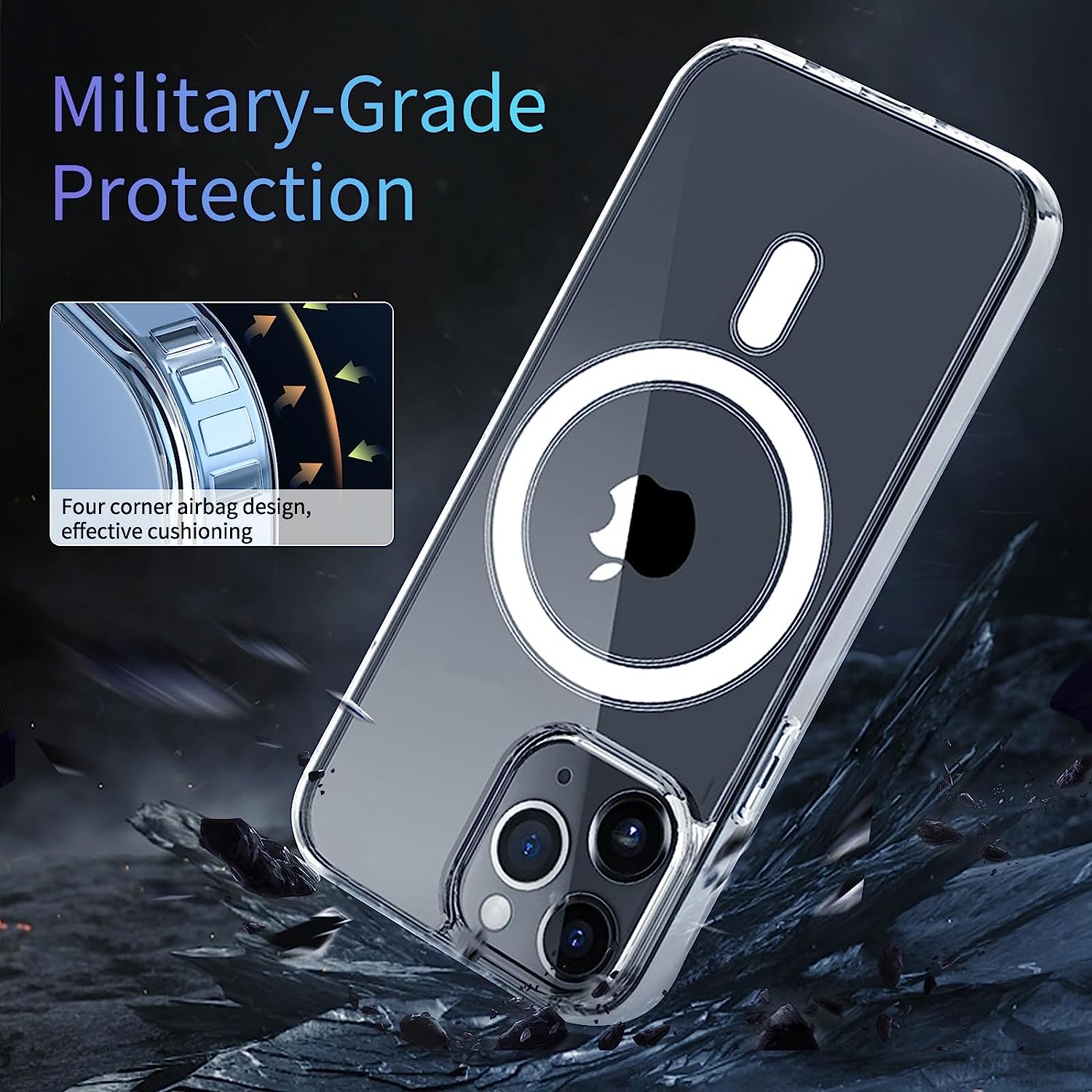 Husa pentru iPhone 12 Pro ZAFIT®, cu incarcare Magsafe, Silicon, Transparent