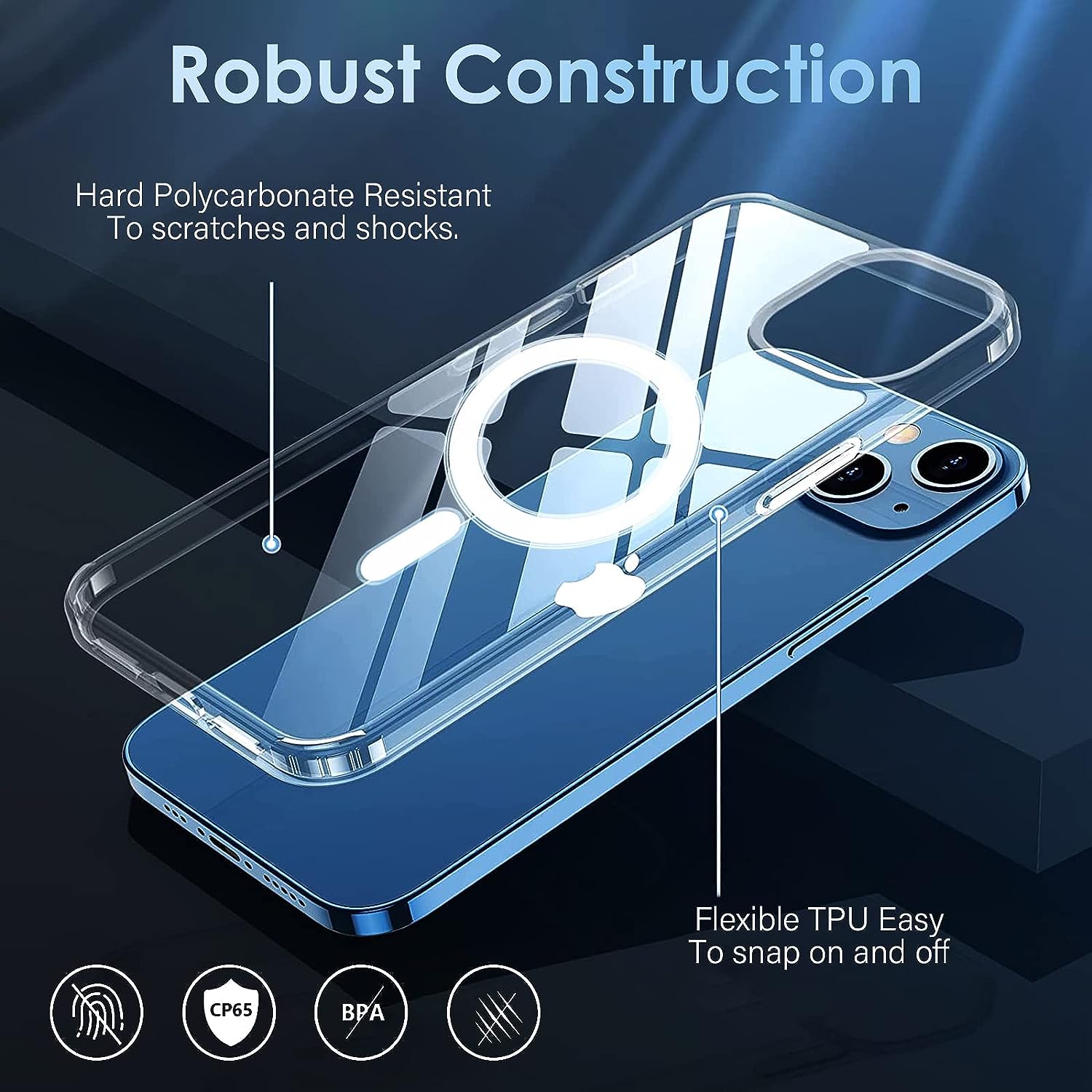 Husa pentru iPhone 13 ZAFIT®, cu incarcare Magsafe, Silicon, Transparenta