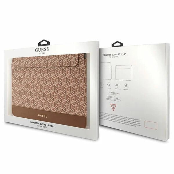 Husa Guess GCube Stripes compatibila cu laptop 14 inch Brown