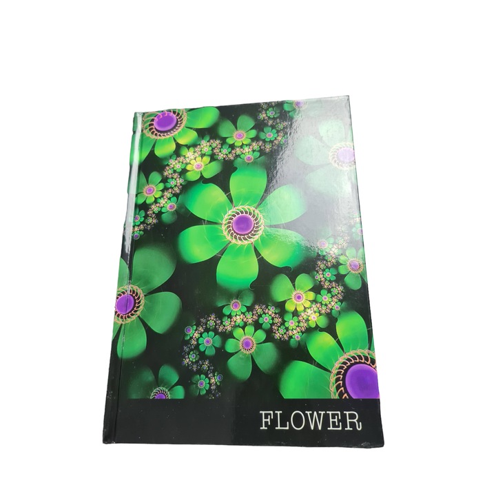 Caiet Block notes, MIXDesign, liniat dictando tip W, A5,96 file, coperti cartonate, model flori, Verde