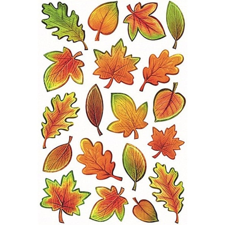 Set autocolante reliefate - frunze colorate de toamna, 14 x 25 cm