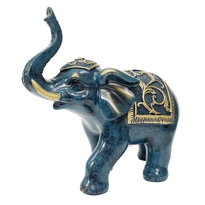 Figurina elefant fengshui albastru, 17 cm