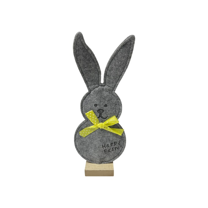 Figurina pentru Paste, forma Iepuras, fetru, 11x27x5cm, Gri