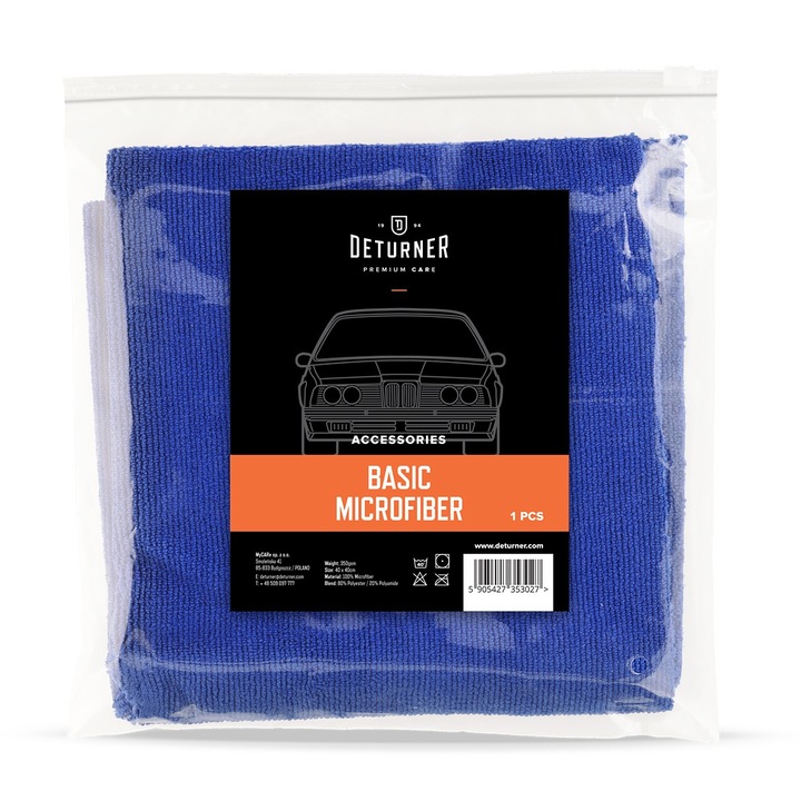 Laveta auto, Deturner, Microfibra, 40x40cm, 350gsm, Albastru