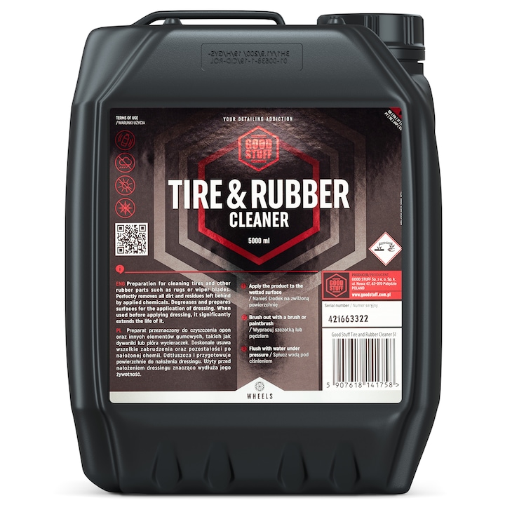 Solutie curatare cauciuc si anvelope, GOOD STUFF, 5L, Negru