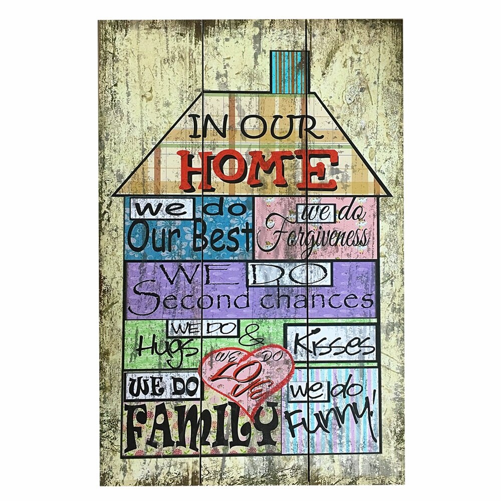 Tablou text House Rules 40x60cm vintage lemn