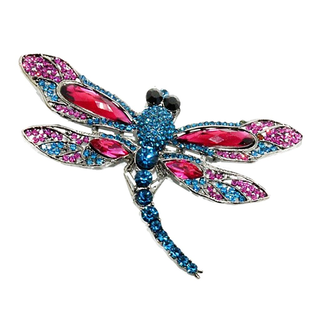 Brosa libelula cristale colorate Bertha 8cm accesoriu elegant