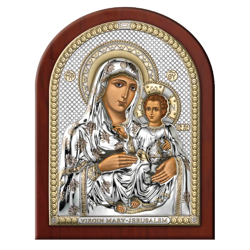 Icoana Maica Domnului de la Ierusalim, ClassGifts, Foita Argint, 12x16cm
