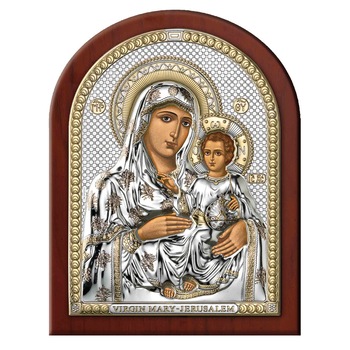 Icoana Maica Domnului de la Ierusalim, ClassGifts, Foita Argint, 12x16cm Icoana Maica Domnului de la Ierusalim, ClassGifts, Foita Argint, 12x16cm