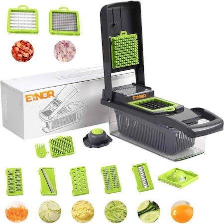 Razatoare multifunctionala, pentru legume, fructe si branzeturi, gri/verde, E-manor®