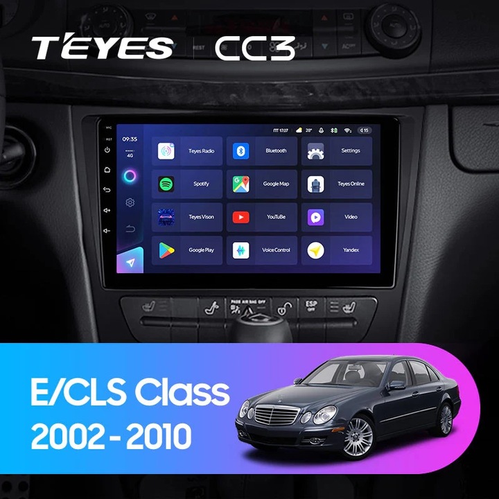 Autós navigációs rendszer, Teyes CC3 2K 360° Mercedes-Benz CLS Class C219 2002-2010 6+128GB 9.5" QLED nyolcmagos 2Ghz, Android 4G Bluetooth 5.1 DSP