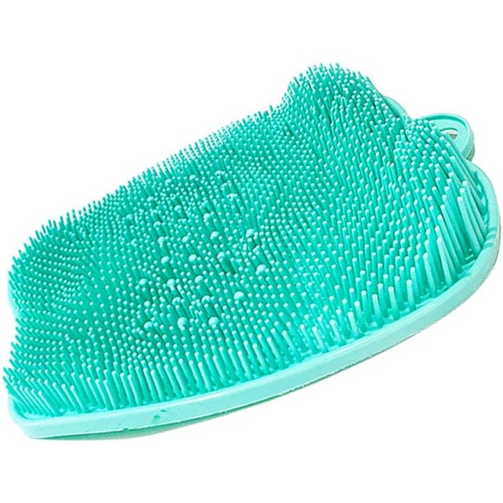 Perie din silicon, cu ventuze pentru exfoliere, masaj si curatare picioare, verde