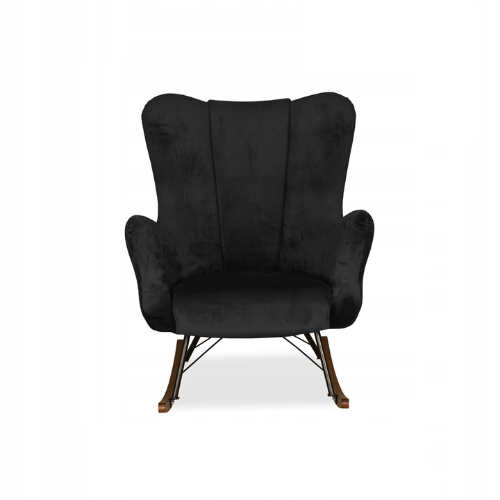 Vika hintafotel, skandináv, családi bútor, 100x78x87 cm, bársony/fa, fekete