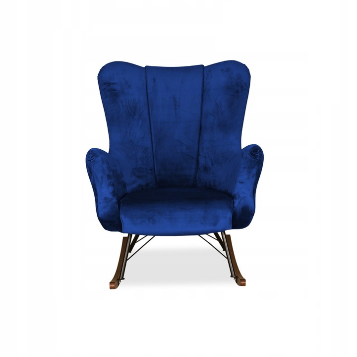 Vika hintafotel, skandináv, családi bútor, 100x78x87 cm, bársony/fa, sötétkék