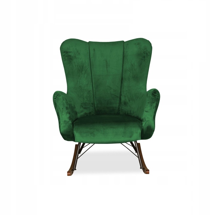 Vika hintafotel, skandináv, családi bútor, 100x78x87 cm, bársony/fa, zöld